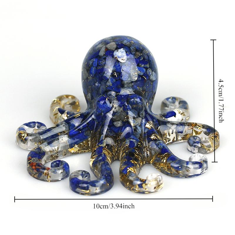 Miniature Octopus Statue Natural Crystal Agate Stone Crushed Stone Dropper Resin Squid Home Tabletop Landscape Ornaments Crafts