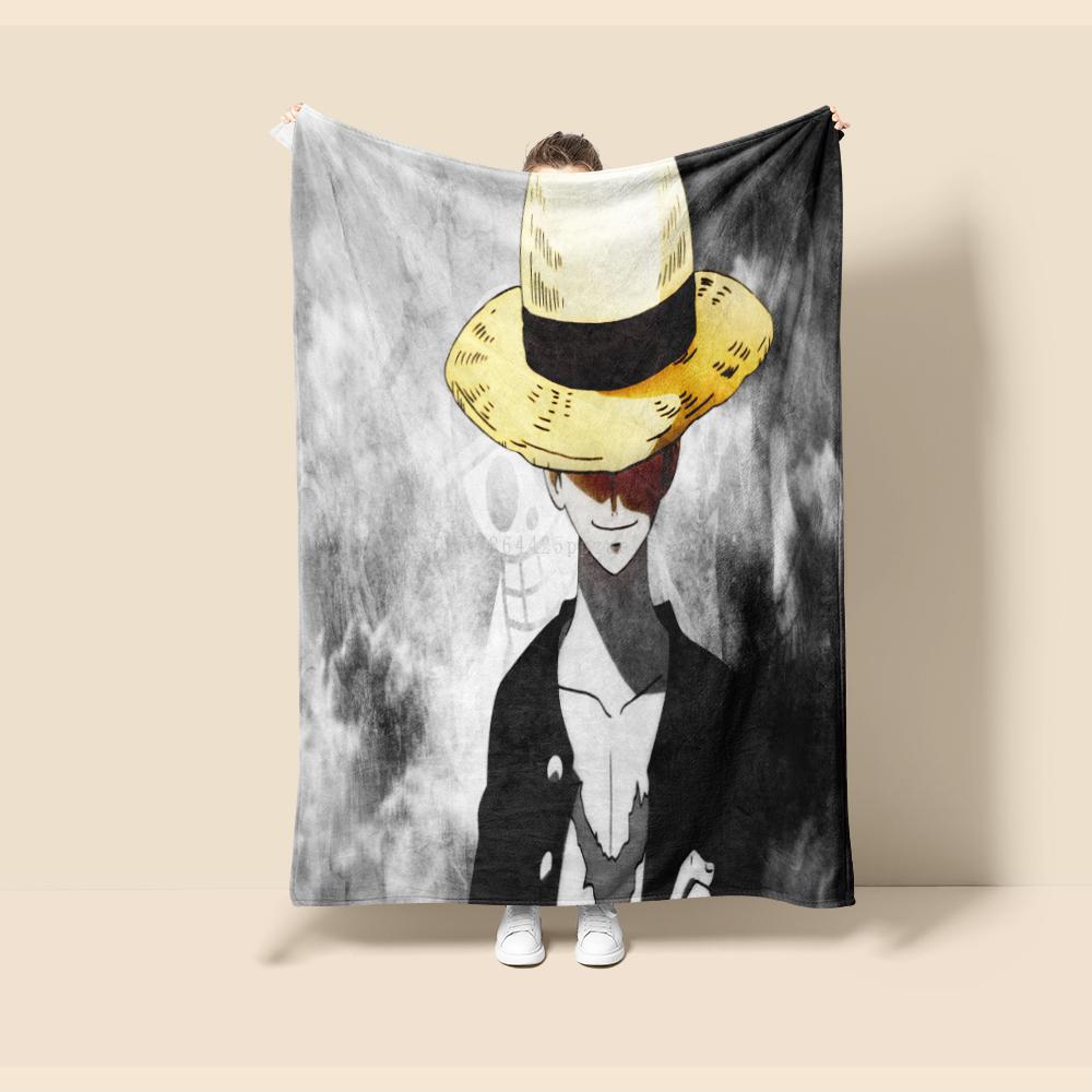 Flannel Thin Blanket One Piece Animation Luffy Four Seasons Blanket.for Sofa, Beds, Living Room, Travel Picnic Blanket Gifts