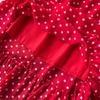 Women Polka Dot Two Piece Set Summer Short Drawstring Tops + High Waist Long Skirt 2pcs Suit Outfits Red Purple Black