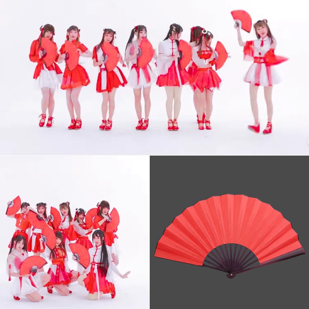 VGEBY Japanese-style Fan, Dance Fan, Prop, Lightweight, for Dancing, Japanese Dance, Modern Dance, Folk Songs (red)
