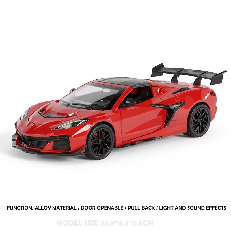 Simulatie 1:32 Schaal Corvette C8 Zr1X Raceauto Speelgoed Met Geluid Licht Pull Back Diecast Miniatuur Voiture Collectie Ornament