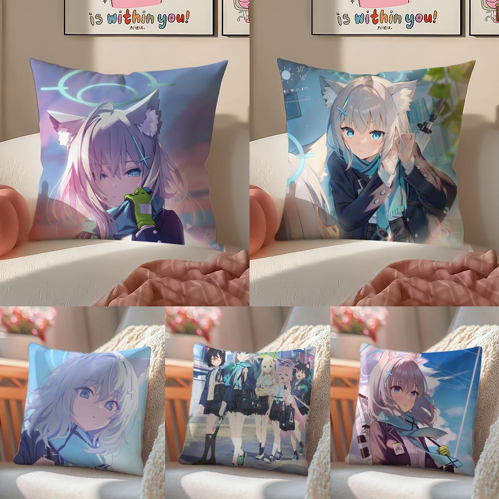 BBlue Archive The Animation SShiroko Cushion Cover Pillowcase Short Plush Invisible zipper Room Sofa Cushion Cover