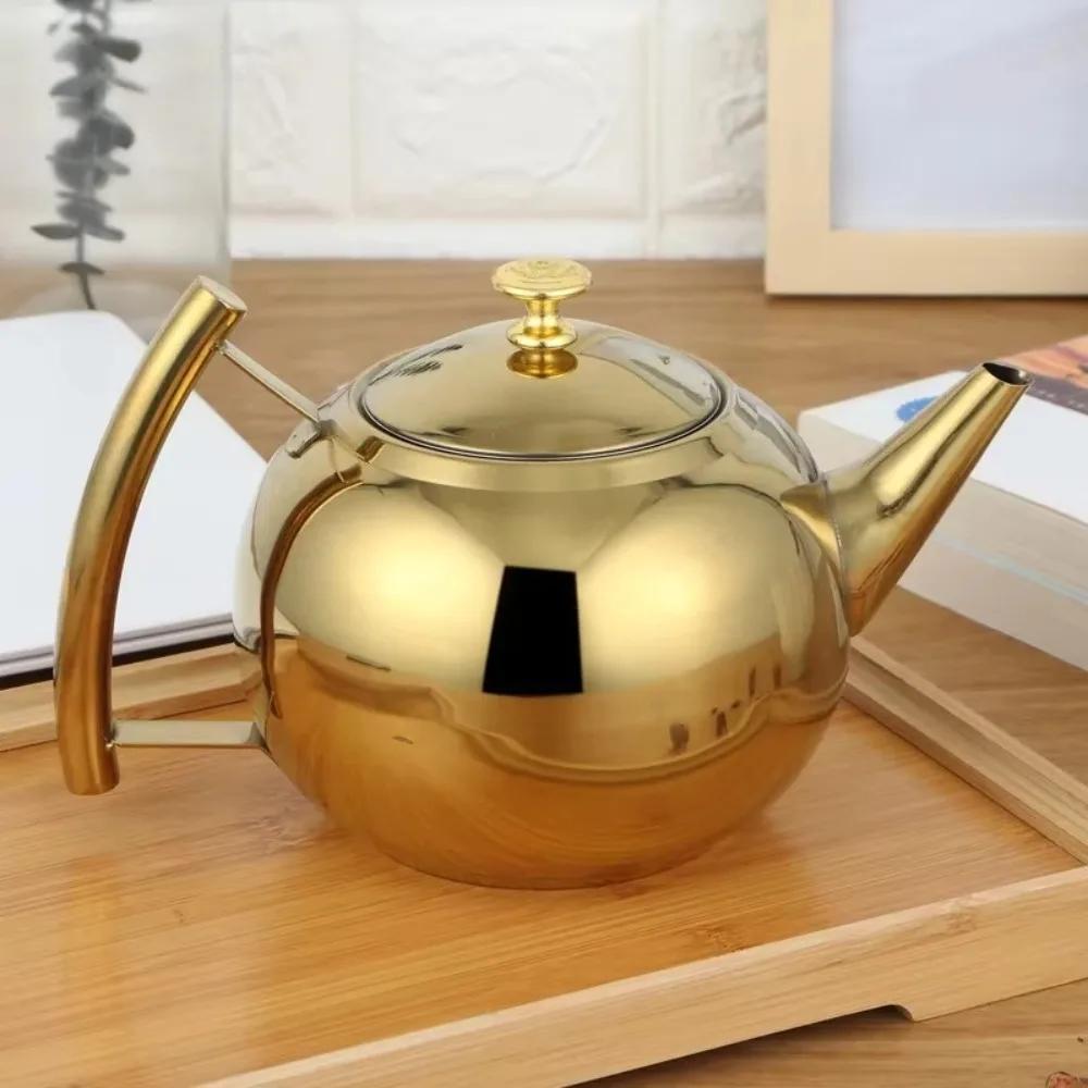 Polished Stainless Steel Teapot Water Kettle Thickened with Filter Tea Pot 1/1.5/2L Gas Induction Cooker Kettle Household Teapot