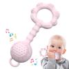 Zeguer 2-in-1 Baby Teether Toy, Soothes Gum Pain, Rattle Sound, Food-Grade Silicone, BPA-Free, Pink