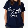 Simple Doodle Stick Figure Struggling To Lift Heavy Barbell Graphic Print Unisex Cotton T Shirt Funny Gym Weightlifting Workout