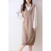Women's 100% Wool V-Neck Sleeveless Knitted Vest Dress - Long Cardigan Style