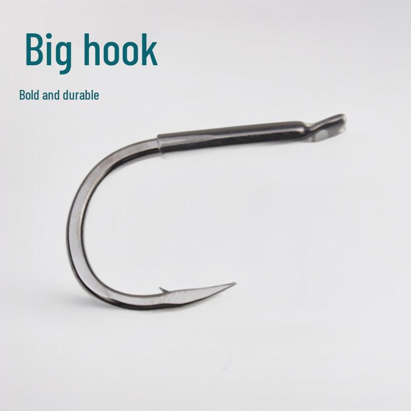 Black Carp Titanium Alloy Giant Catfish Hook with Sleeve, Thickened Offset Large Size for Big Game Fishing