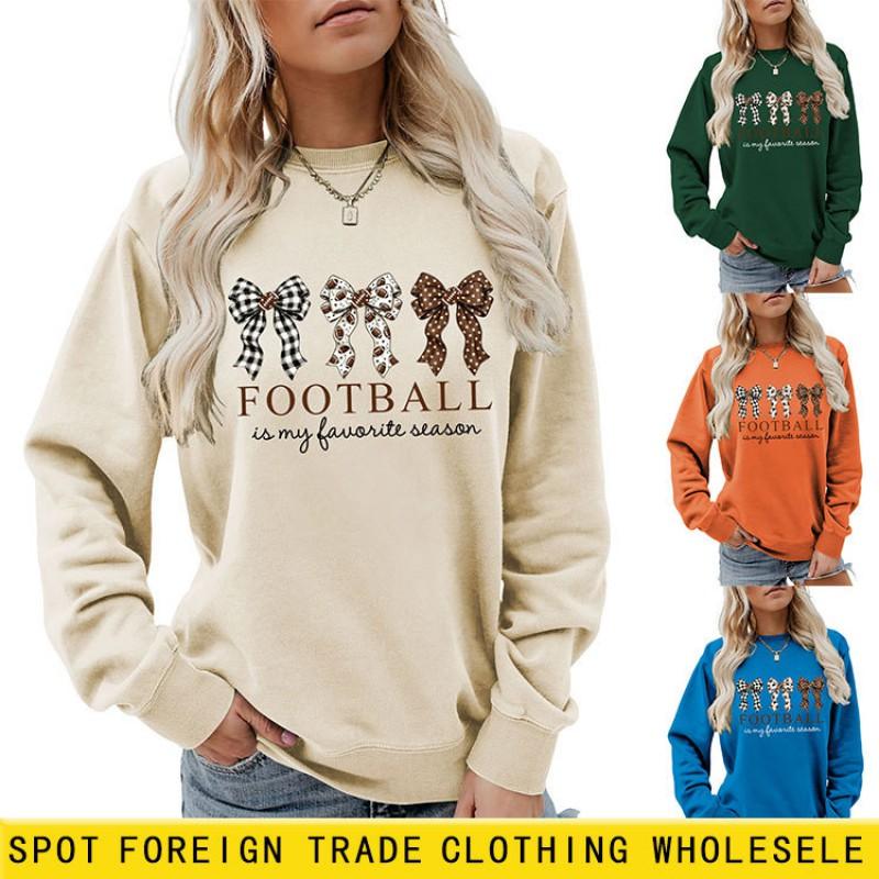 Womens Casual Loose Fit Crewneck Sweatshirt Football Print Everyday Wear