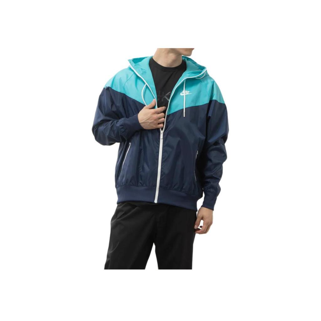Nike Color Block Letter Print Hooded Zip-Up Loose Long Sleeve Jacket Men jackets Blue DA0002-411