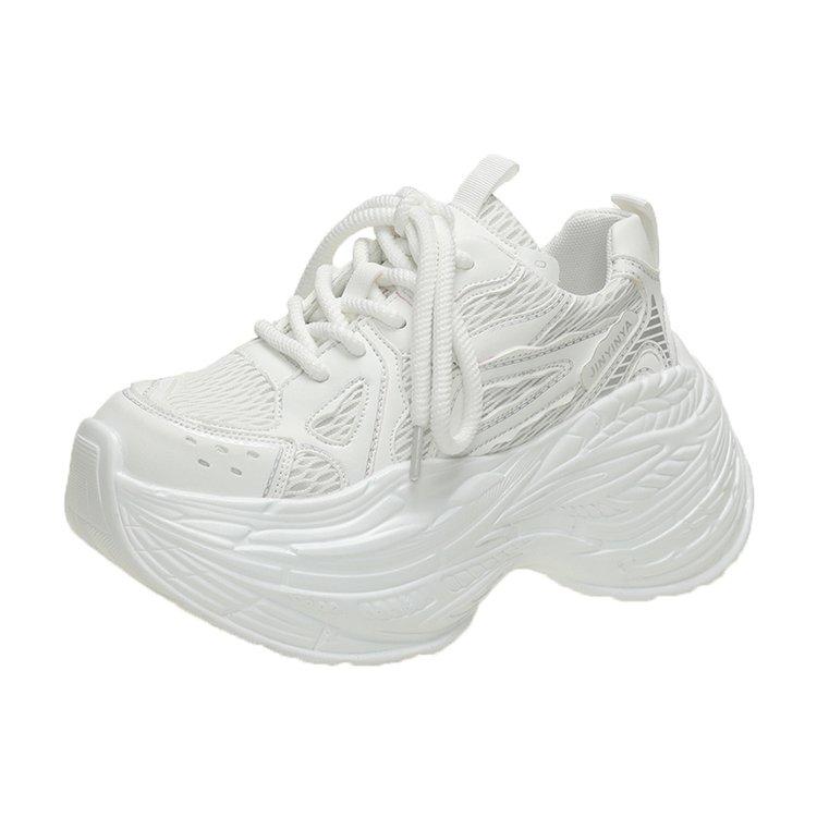 

Модные женские толстые кожаные кроссовки 8 см, новые осенние туфли для папы на высокой платформе, женские повседневные кроссовки для тренировок, толстая подошва, вулканизированная обувь 39