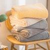 Skin-friendly Plaid Coral Fleece Blanket Solid Color Sofa Blanket Sleeping Blanket  Summer
