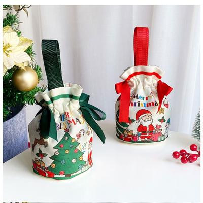 1pcs Christmas Canvas Drawstring Bags Candy Biscuits Pouchs Burlap Bracelet Jewelry Storage Bags Xmas Kids Gift Packaging Bags