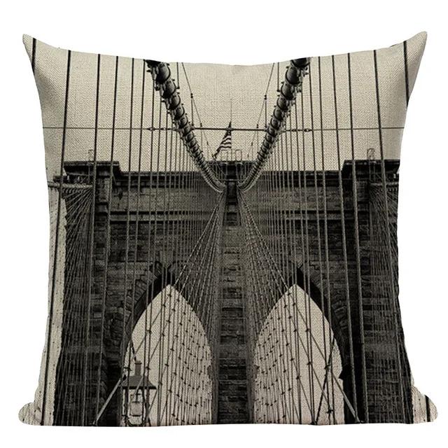 Black White Plant Building Flower Geometric Decorative Throw Pillows Case Polyester Sofa Cushion Cover For Home Decor