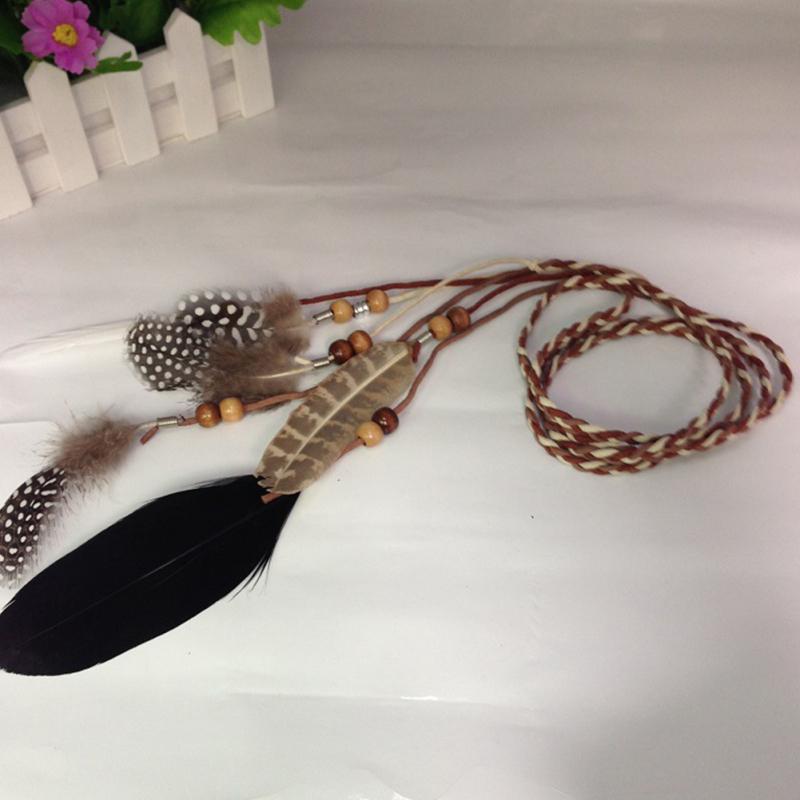 Nouvelle! Bandeau Bohème à Plumes Pour Femmes Filles Réglable Style Ethnique Tissé à la Main Bandeau Pour Fête