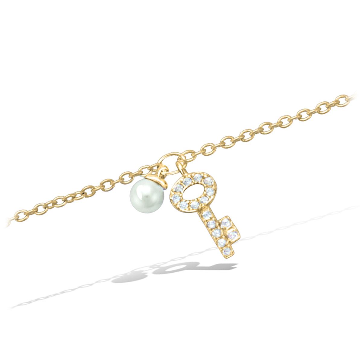 

Les Trésors De Lily [Q6847] - Позолоченный браслет Clé des Possibles из белого золота - ключ 10x5 мм