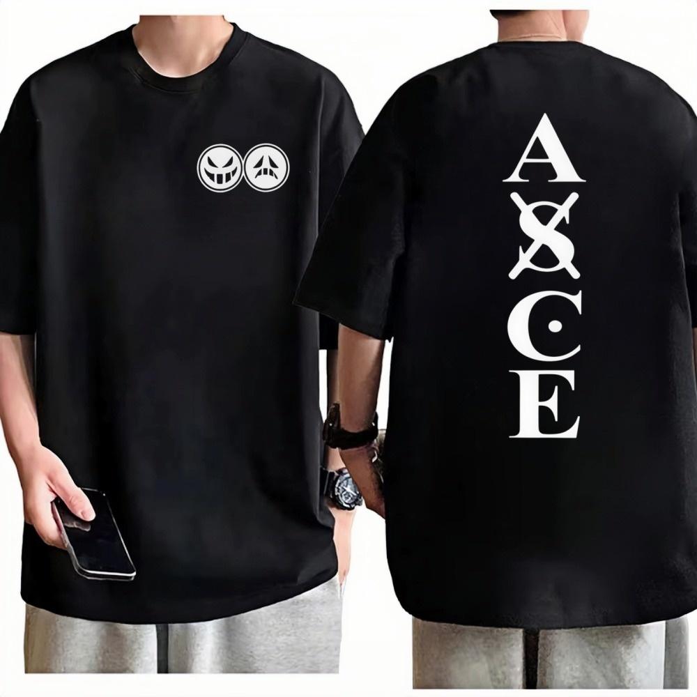 One Piece Portgas D Ace TShirt Unisex Anime Graphic Print Crew Neck Pure Cotton Streetwear Fashion Tops For Men Women