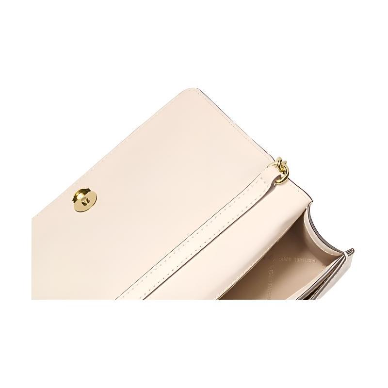 Michael Kors Jet Set Logo Print Faux Leather Shoulder Bag Medium Women's Light Beige