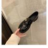 Sheepskin version~ super soft leather platform loafers women's small gold buckle thick heel single shoes black British lazy small leather shoes