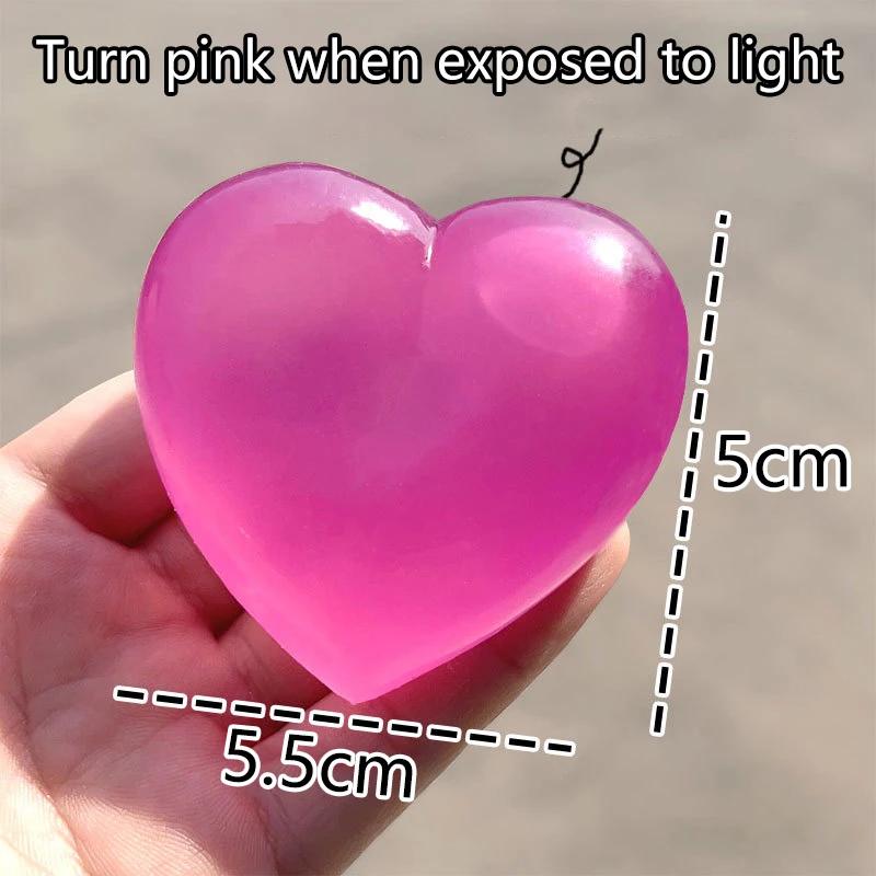 Kids Maltose Cute Change Color Heart Squeeze Toy  Anti-stress Vent Ball Slow Rebound Relieves Stress Toys Adult Gift