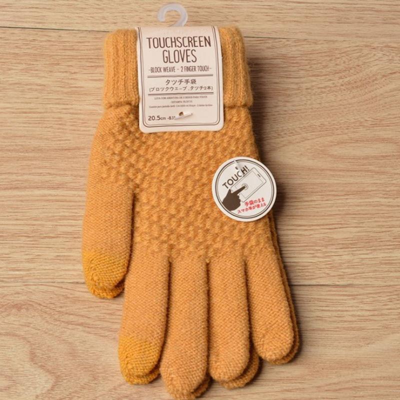 Winter Touch Screen Gloves Women Men Warm Stretch Knit Mittens Imitation Wool Full Finger Guantes Female Crochet Thicken