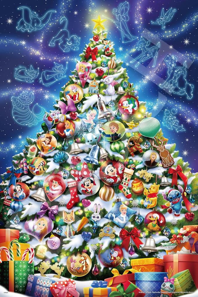 EPOCH Jigsaw Puzzle Disney Magical Christmas Decoration Includes and Decorative Stickers 1000-Piece (Puzzle Collage) (50x75cm) 97-708s Glue, Spatula,