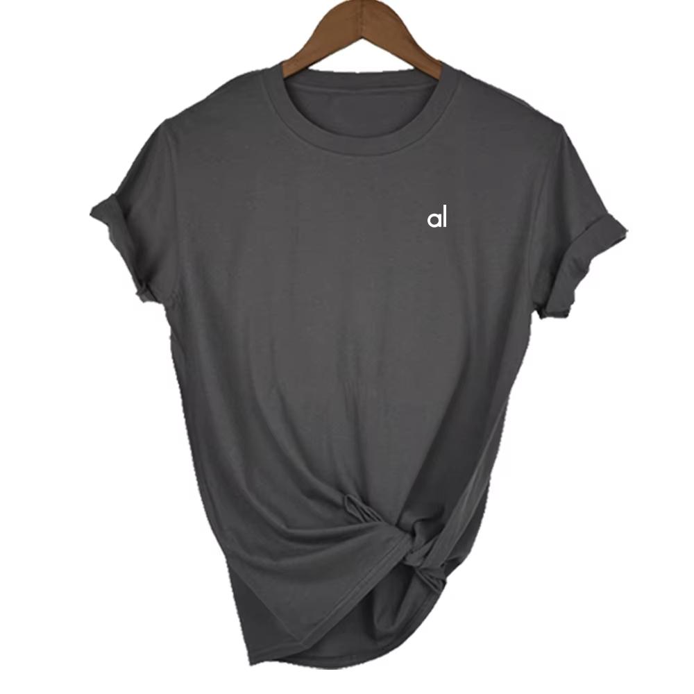 2025AL Sports Yoga T-shirt Women's Tees 100% Cotton Fashion Women Short Sleeve Brand Men Tees Summer Women Tops
