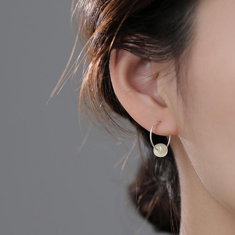 Small Hoop Earrings Silver Natural Round Pendant Hypoallergenic Long-Lasting Shine for Daily Dating Bridesmaid Gift