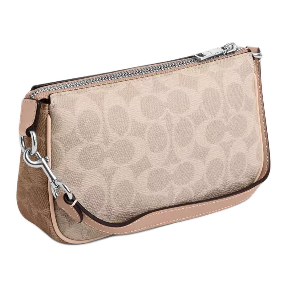 Coach Nolita 19 Signature Print Zipper Closure Coated Canvas Handheld Crossbody Shoulder Bag Small Women bags Sand Gray-Brown Multicolor CY236-SVXCU