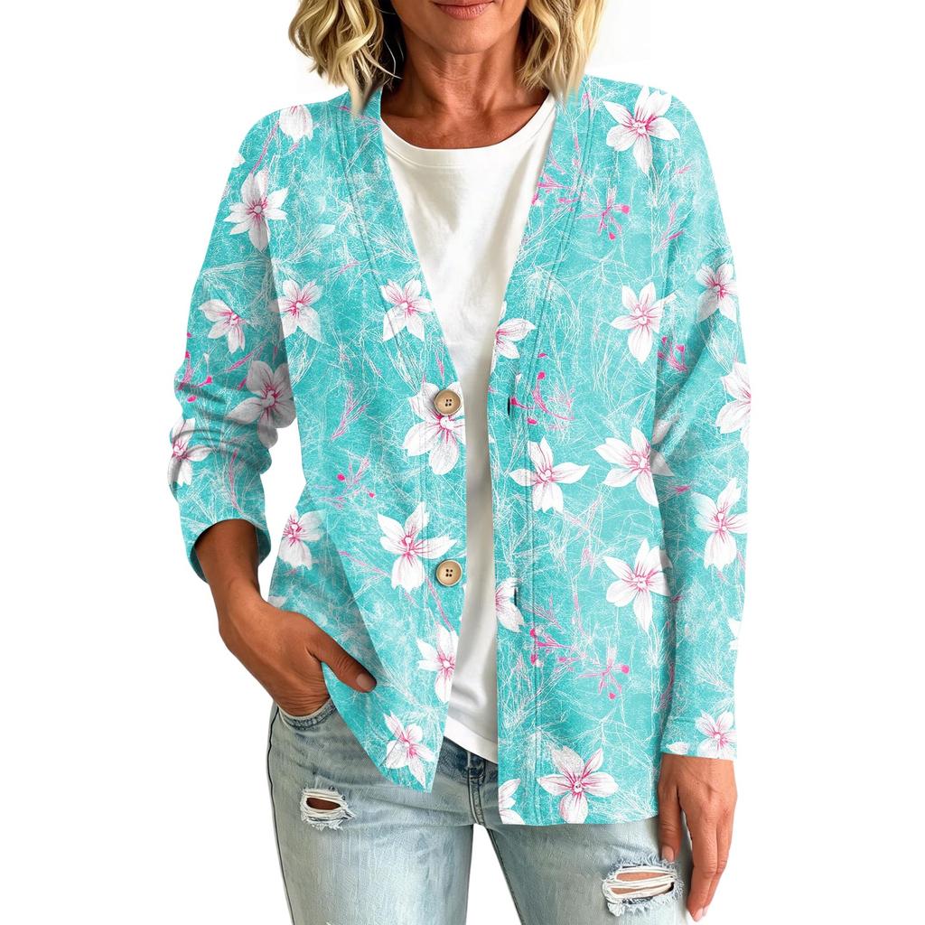 Women's Vintage Floral Print Button Front Jacket for Casual Outdoor Wear