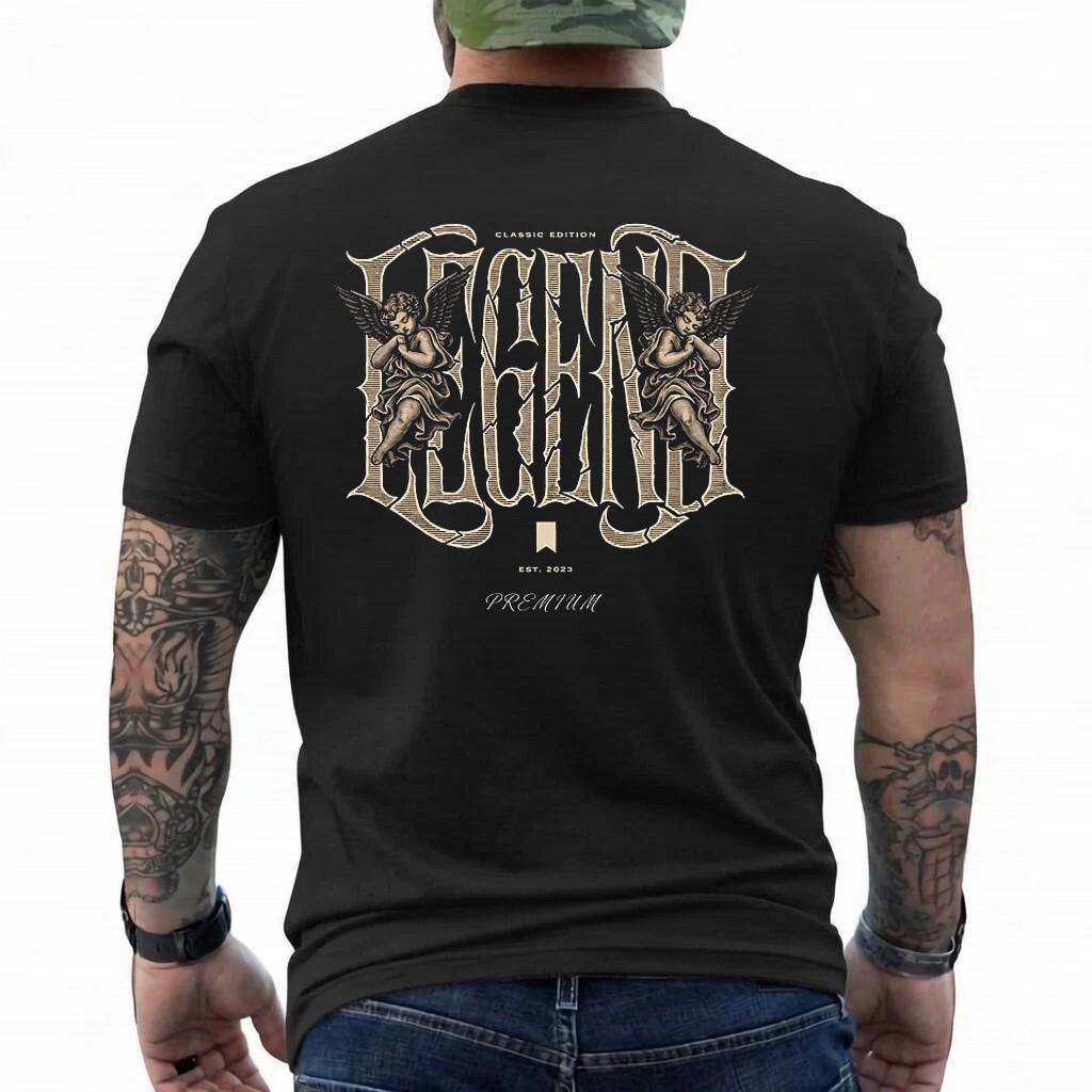 Classic Angel Gothic T-Shirt Cherub Graphic Tee Vintage Luxury Streetwear 3XL