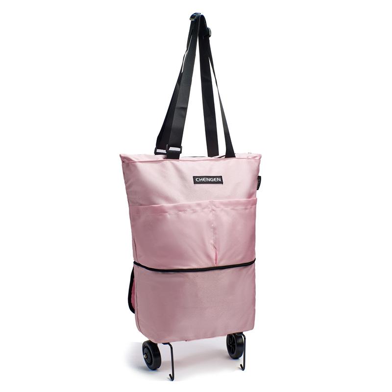 Foldable One-Way Wheel Shopping Tote – Portable, Large Capacity for Travel and Groceries