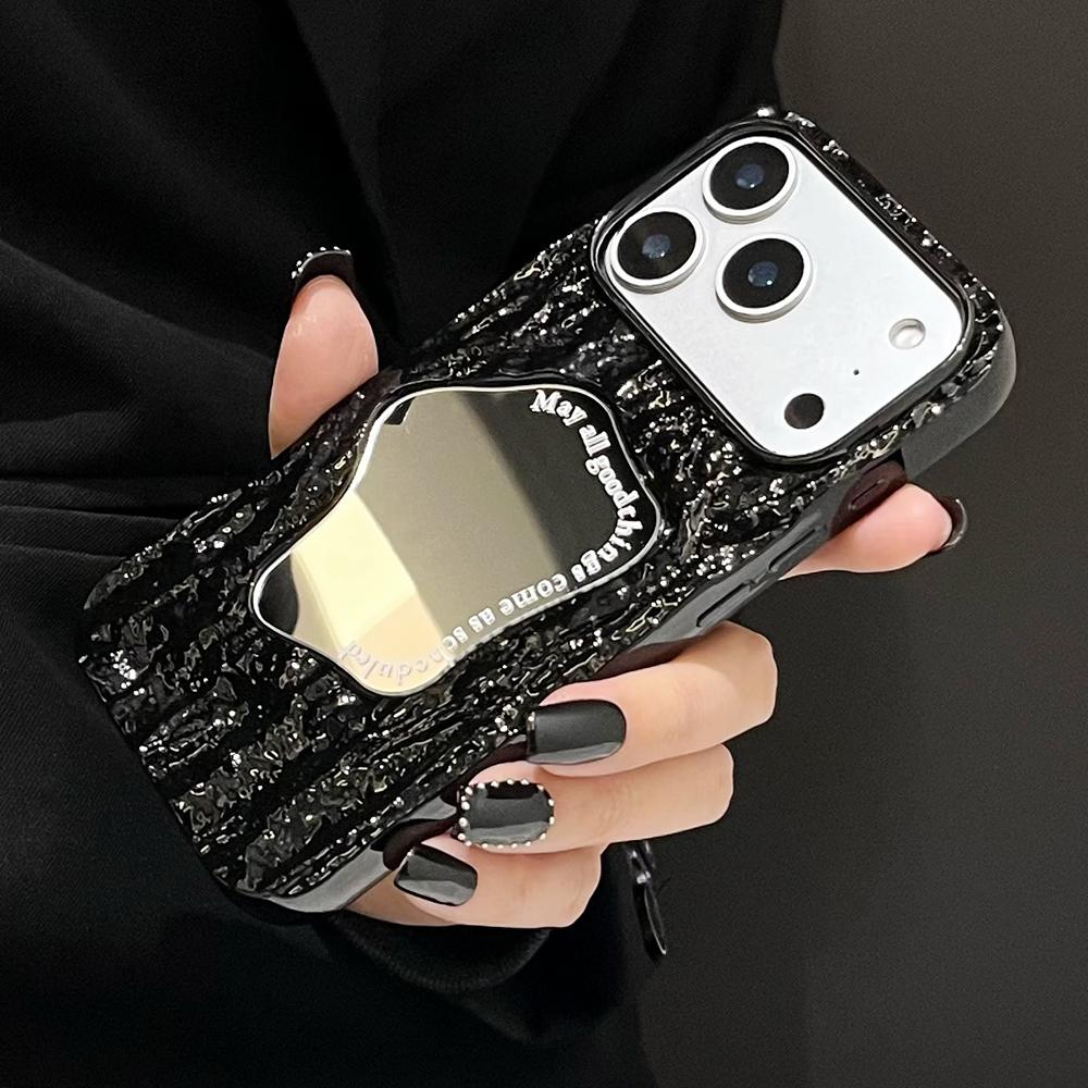 

Electroplated Silver Mirror 3D Rock Pattern Phone Case For iPhone 17 Air 16 15 14 13 12 11 Pro Max Soft Shockproof Back Cover iPhone Air