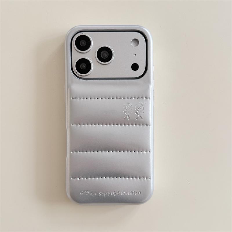 Solid Color Leather Down Jacket Anti-Drop Phone Case for iPhone 14/13/Apple 17/16/15 Pro Max