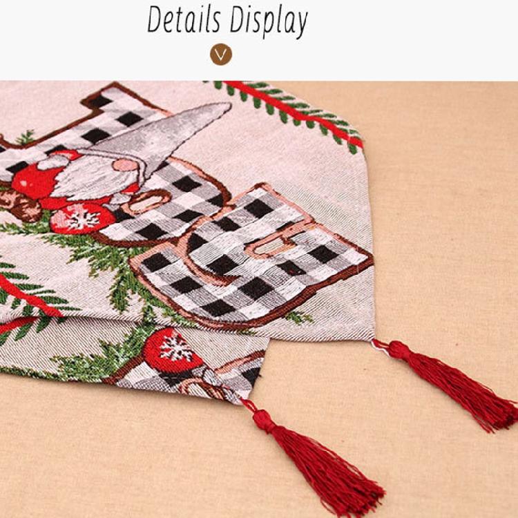 Merry Christmas Table Runner Gnome Tassel Kitchen Dining Table Decor
