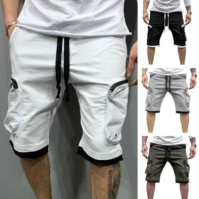 Cargo-Shorts Elastischer Bund Mehrere Taschen Shorts Reißverschluss Kordelzug Streetwear Lässig Knie