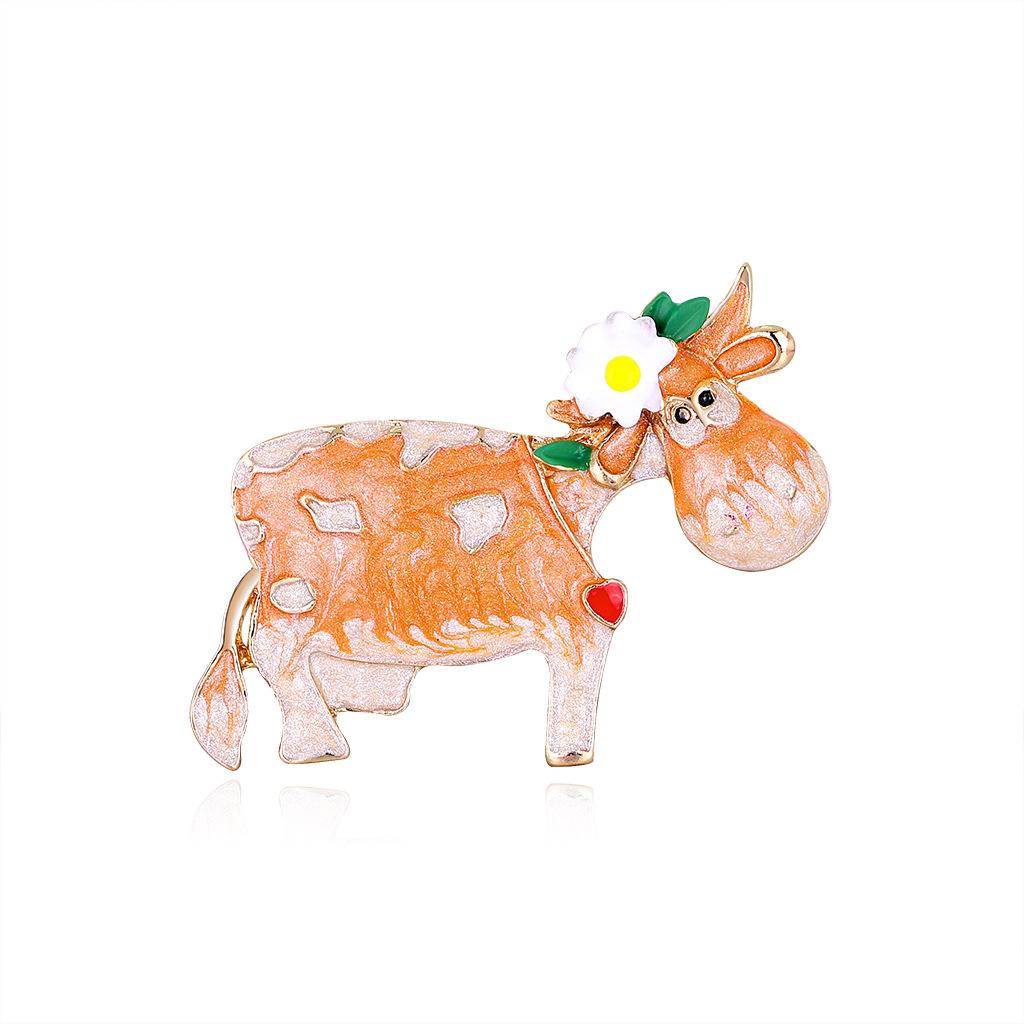 

Брошь в виде теленка из мультфильма, креативная, сплавная, симпатичная, в виде животного, брошь-булавка для одежды оранжевый
