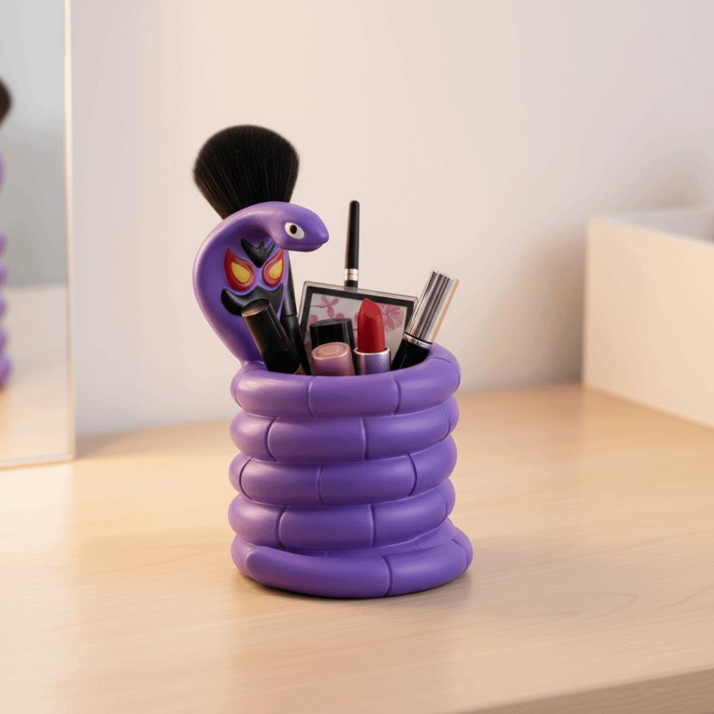 3D Cartoon Cobra Pencil Holder Animal Shaped Makeup Brush Holder Pencil Cup Flower Pot Office Desk