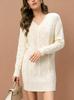 2025 Autumn/Winter Women's Mid-Length V-Neck Cable Knit Dress