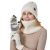 3Pcs/set Knitted Touch Screen Gloves Soft Fleece Lining Scarves Beanie Hat Scarf  for Men Women