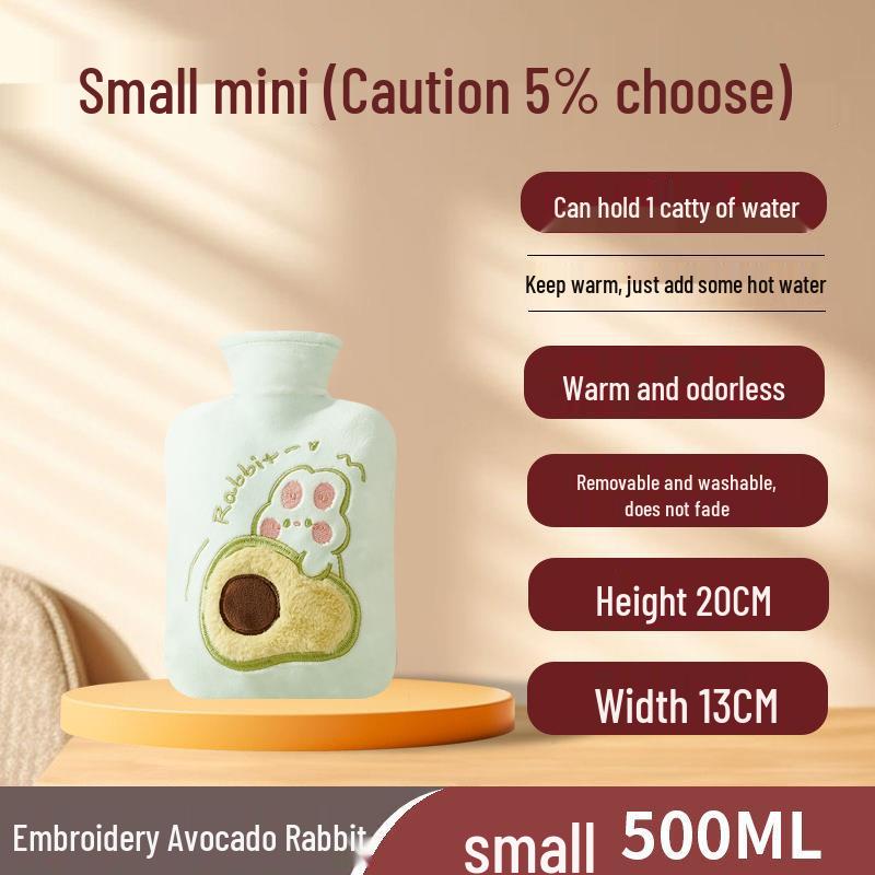 Explosion-Proof Hot Water Bottle with Cute Plush Cover - Ideal for Abdomen and Bed Warmth