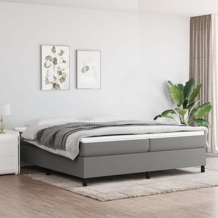 Maison Exclusive - Sommier à lattes de lit avec matelas Gris foncé 200x200cm Tissu