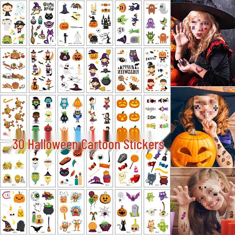 Halloween Makeup: Horror Scars, Fake Teeth, Little Tiger Teeth, and Blush Tattoo Stickers for Party Decoration