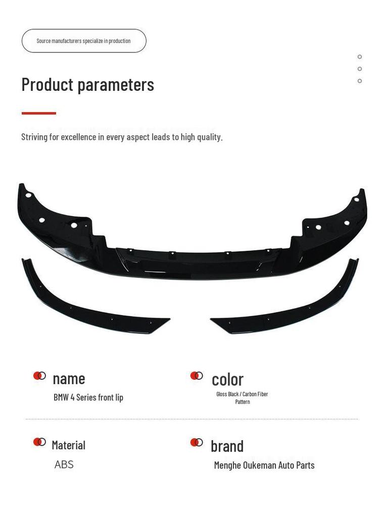 Kompatibler Frontlippensplitter für BMW 4er/i4 G22/G26 (2021-2025) (Bohrerfreie Modelle für zwei Türen)