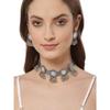 Shining Diva Fashion Neuestes, stilvolles, ausgefallenes Tribal-Halsketten-Schmuckset aus oxidiertem Silber für Damen