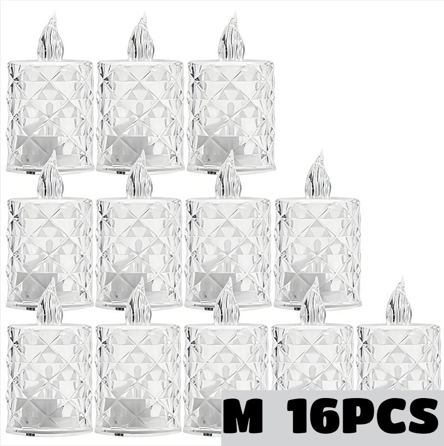 24PCS LED Flameless Candles Crystal Electronic Night Lamp for Date Party Valentine's Day Bedroom Wedding Christmas Decorations