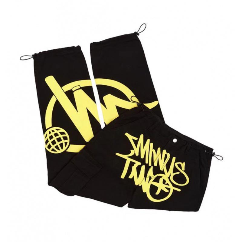 

Свободные прямые повседневные брюки унисекс в стиле хип-хоп с буквенным принтом - американский уличный стиль S