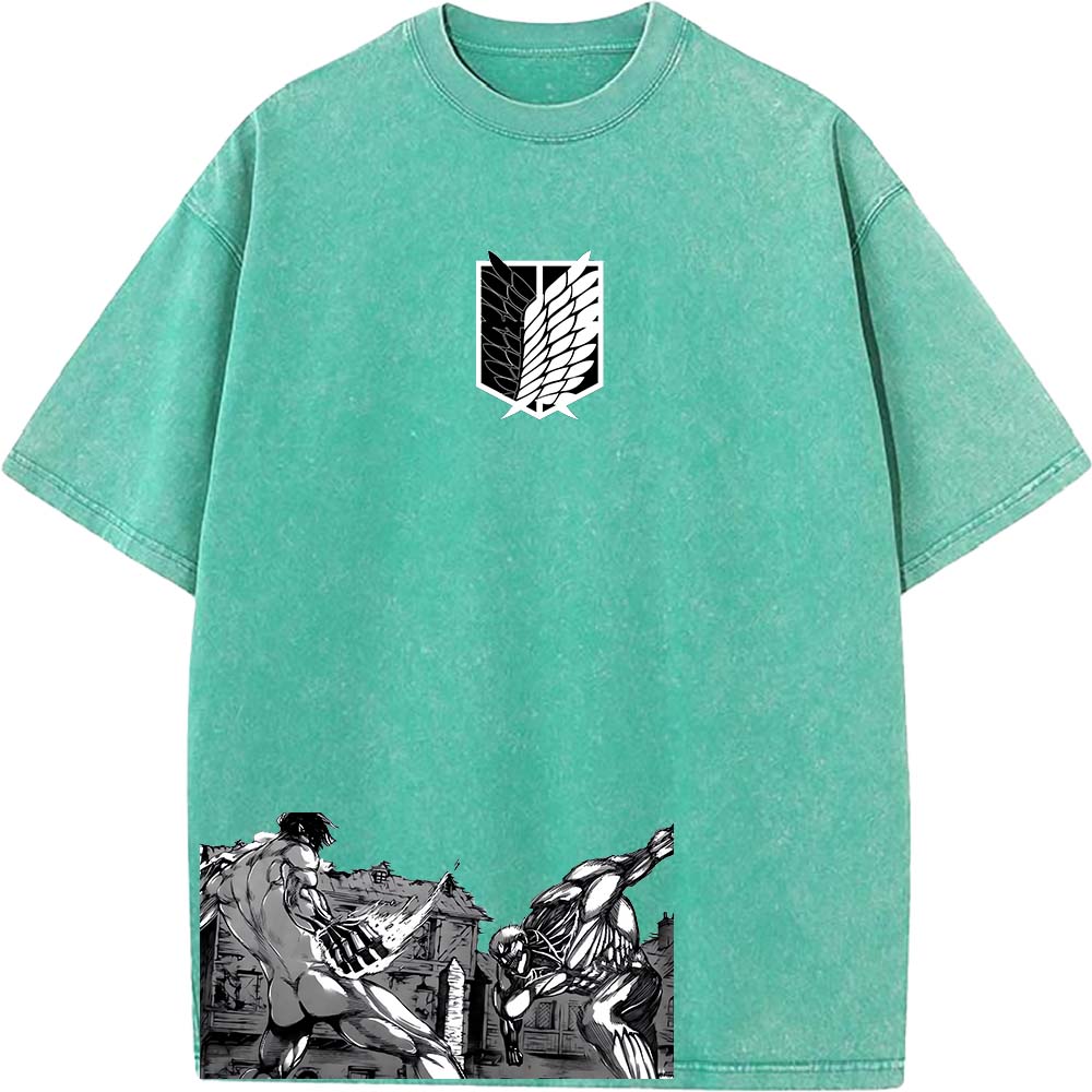 Attack On Titan Eren Shingeki No Kyojin Reiner Yoroi No Kyojin Tee Men Washed Cotton T-shirts Casual T Shirt Harajuku Tshirt