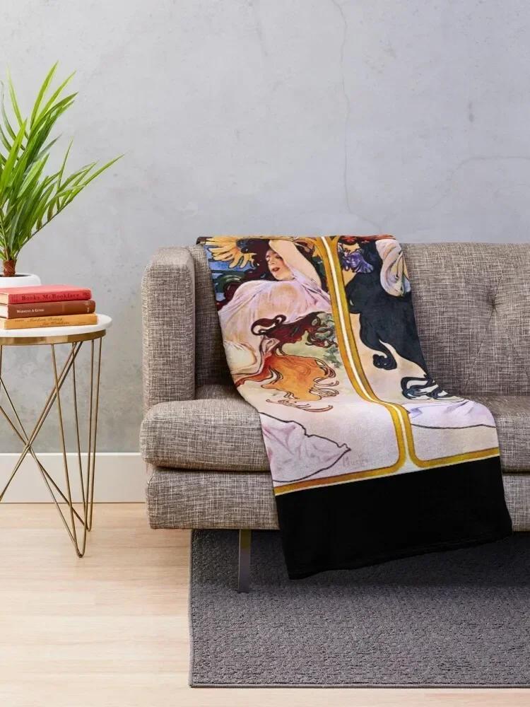Alphonse Mucha Throw Blanket bed plaid Hair Designers Blankets