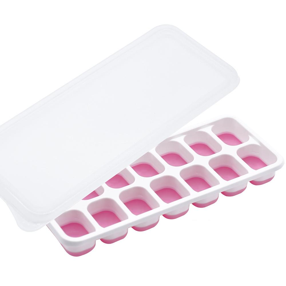 Easy-Release Ice Cube Tray 14 Ice Cube Molds with Lids Stackable Ice Cube Molds for Chilling Drinks Whiskeys Cocktails JT484
