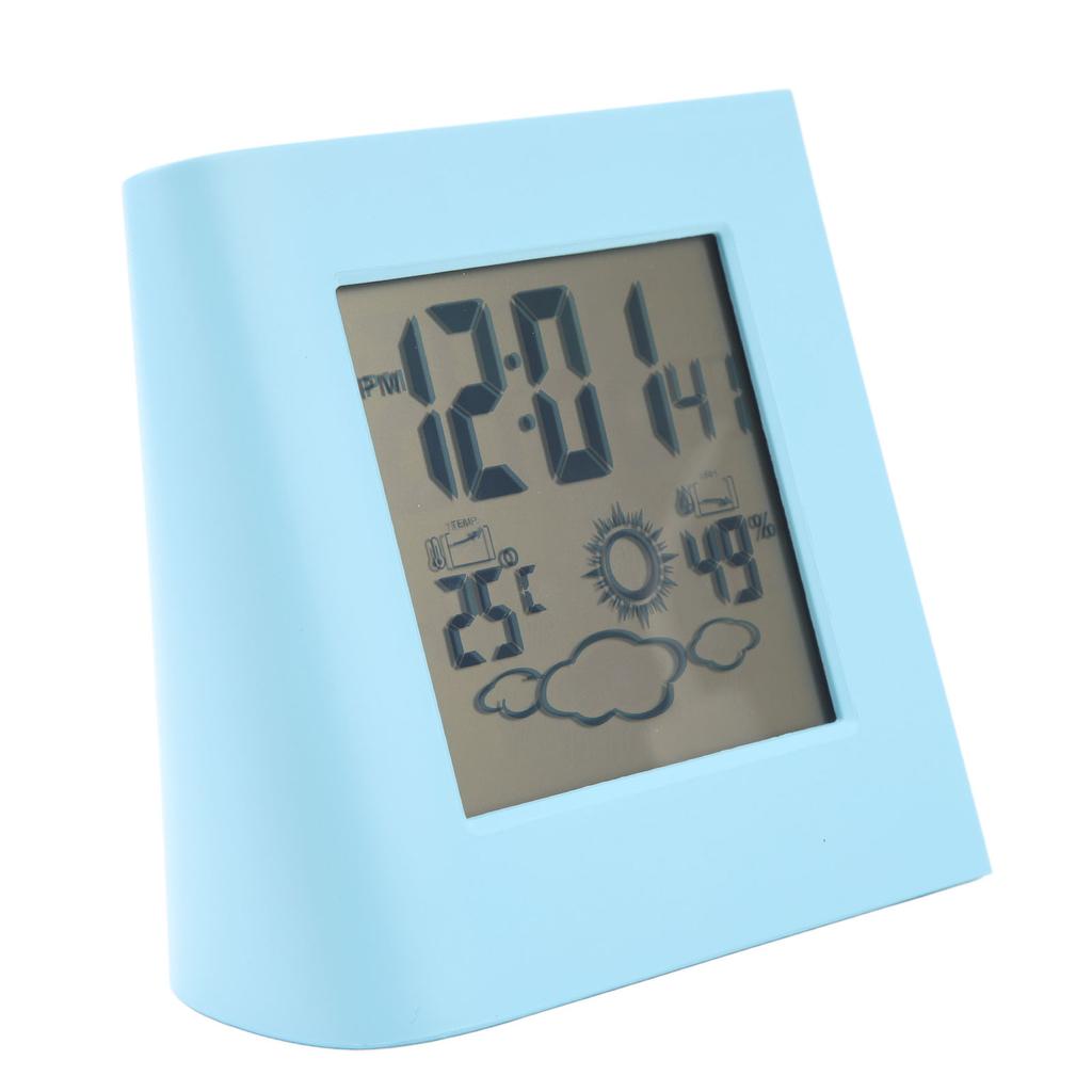 Solar Battery Dual Energy Alarm Clock Weather Forecast Temperature Humidity Alarm Clock Blue